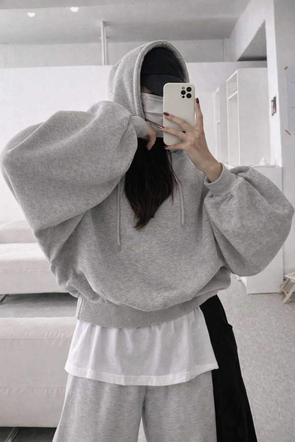Women’s Oversized Crop Hoodie – Cozy Fall Casual Sweatshirt