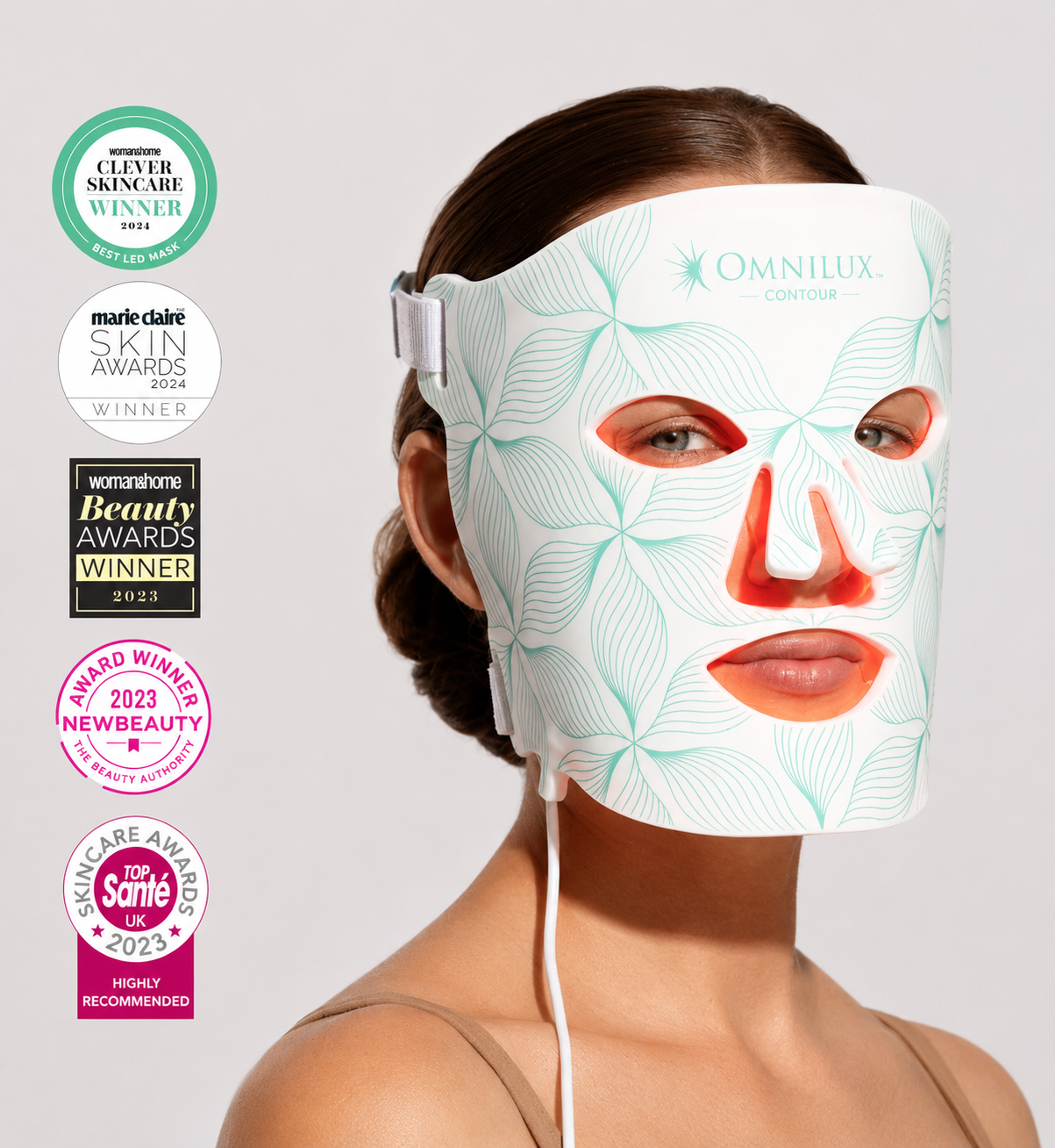 Omnilux Contour Face LED Mask – Red Light Therapy Anti-Aging Skincare Device for Wrinkles & Glowing Skin