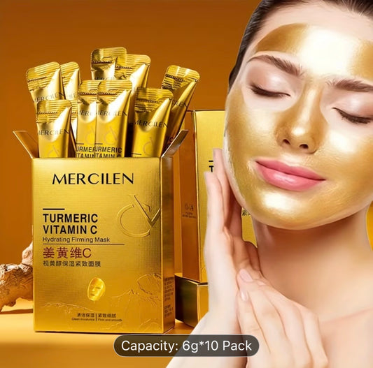 Turmeric Vitamin C Retinol Face Mask – 10-Pack Moisturizing, Firming & Brightening Sheet Mask with Collagen, Niacinamide & Plant Squalane for All Skin Types