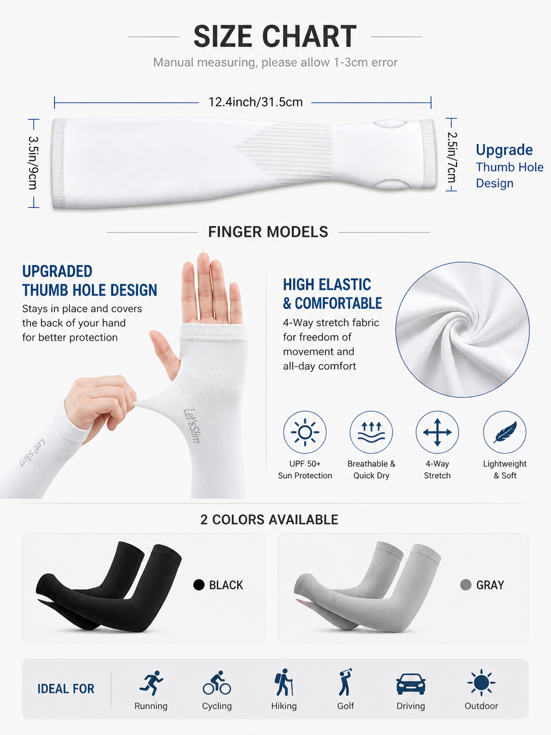 Women’s UV Protection Arm Sleeves UPF 50 Cooling Effect Effortless Stylish Look Summer Activewear - UltraChic