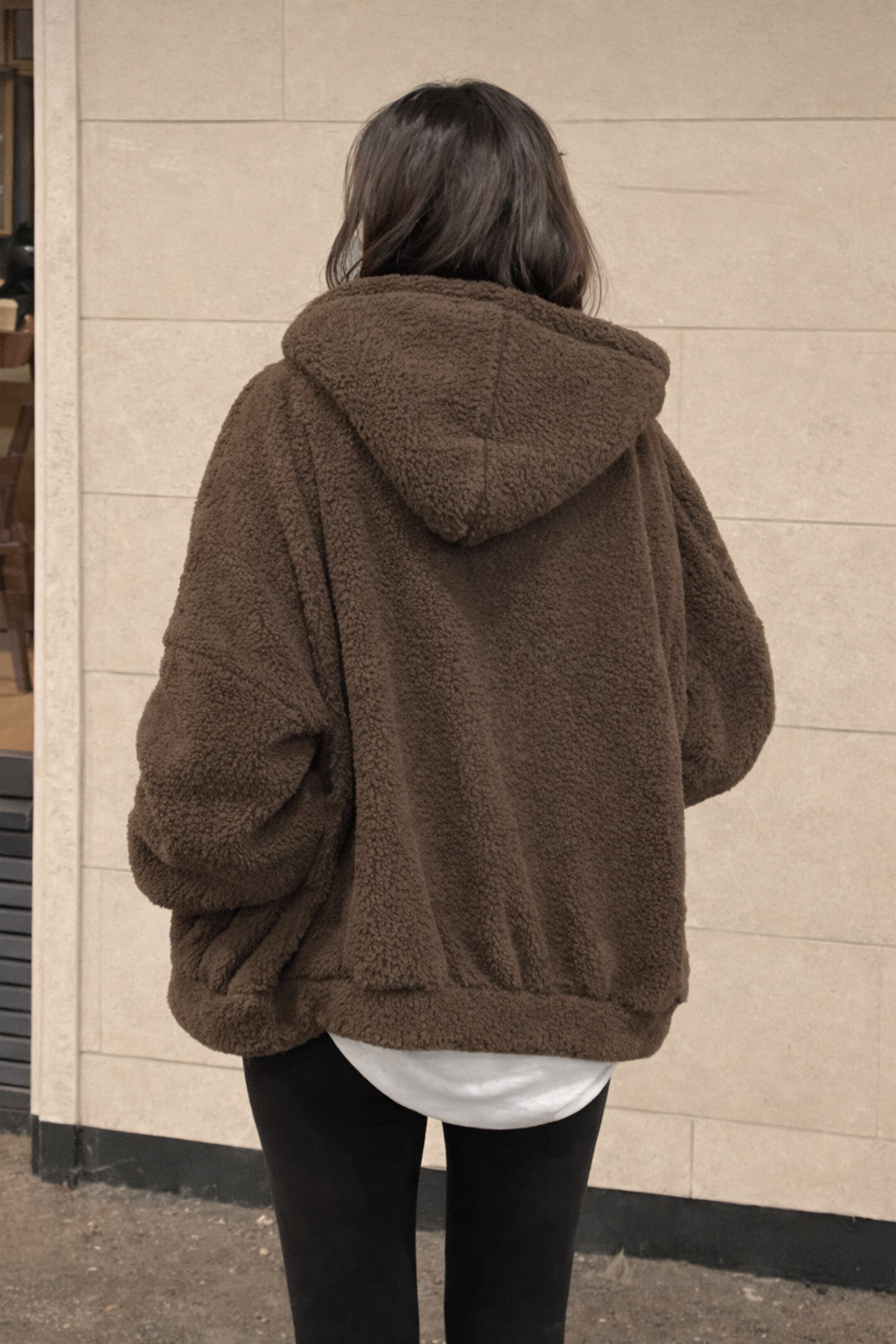 Women’s Zip-Up Teddy Hoodie – Oversized Fall Winter Casual Jacket