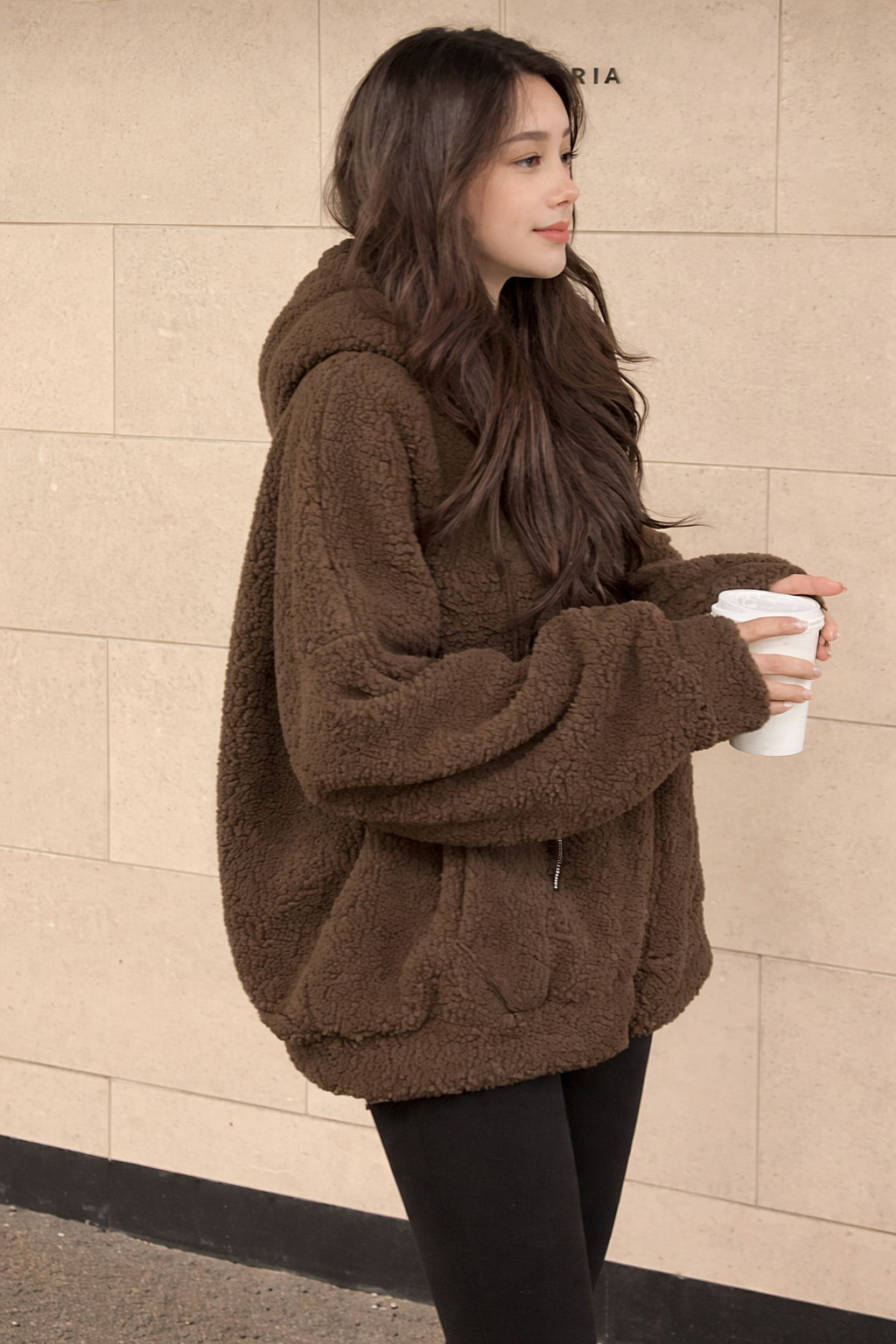 Women’s Zip-Up Teddy Hoodie – Oversized Fall Winter Casual Jacket
