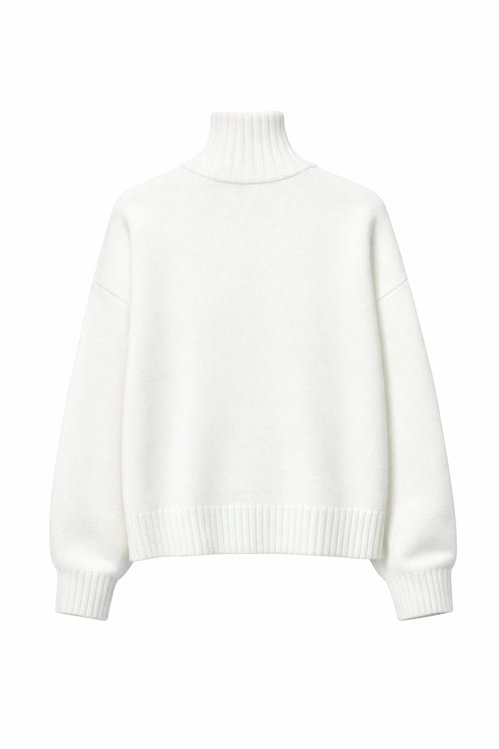 Women’s High Neck Ribbed Knit Sweater – Slim Fit White Commuter Pullover for Autumn & Winter - UltraChic