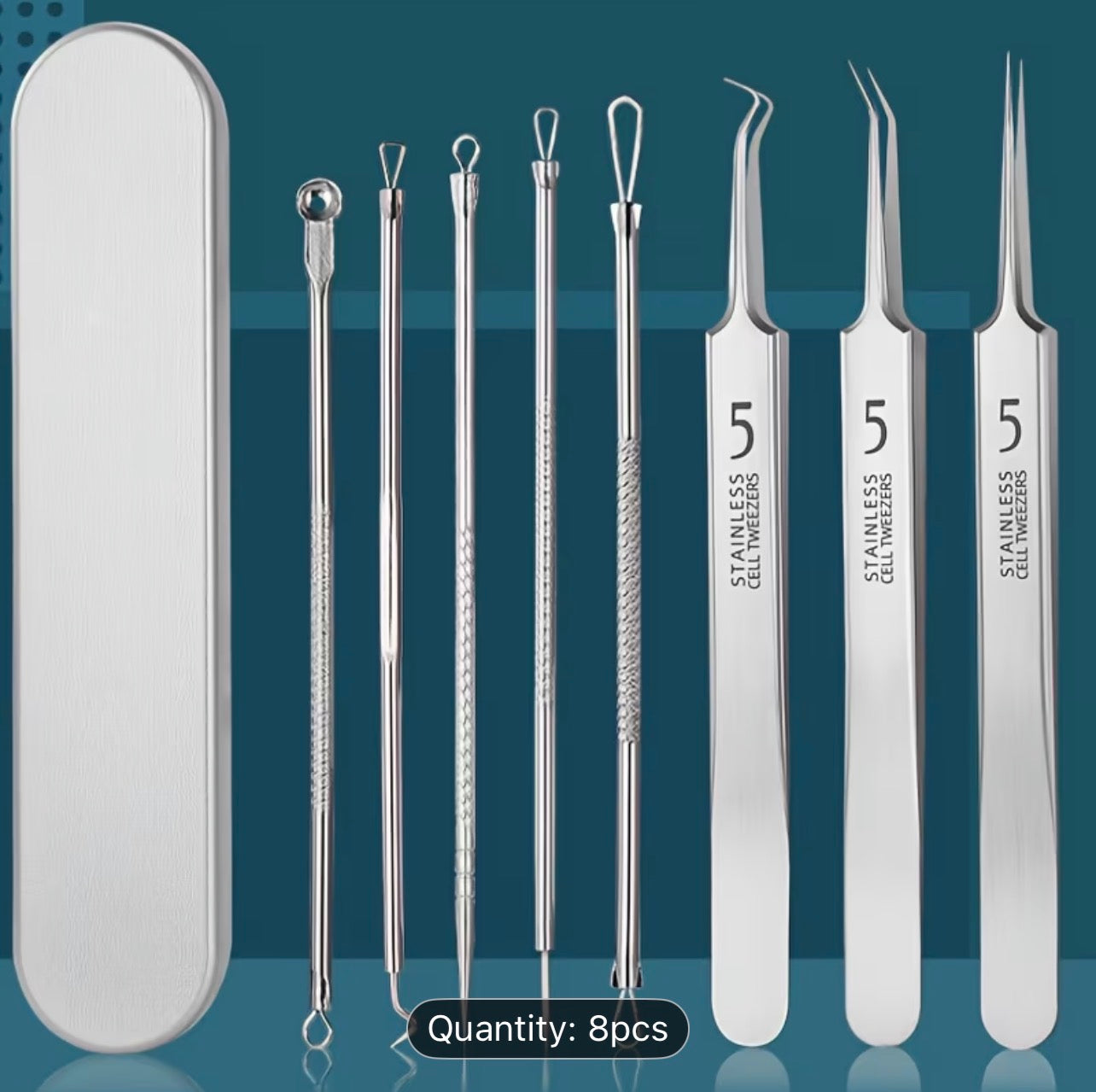 Professional Blackhead Remover Tool Kit 8 Pieces Stainless Steel Acne Extractor Set Deep Pore Cleaning Skincare for Men and Women 💖 - UltraChic