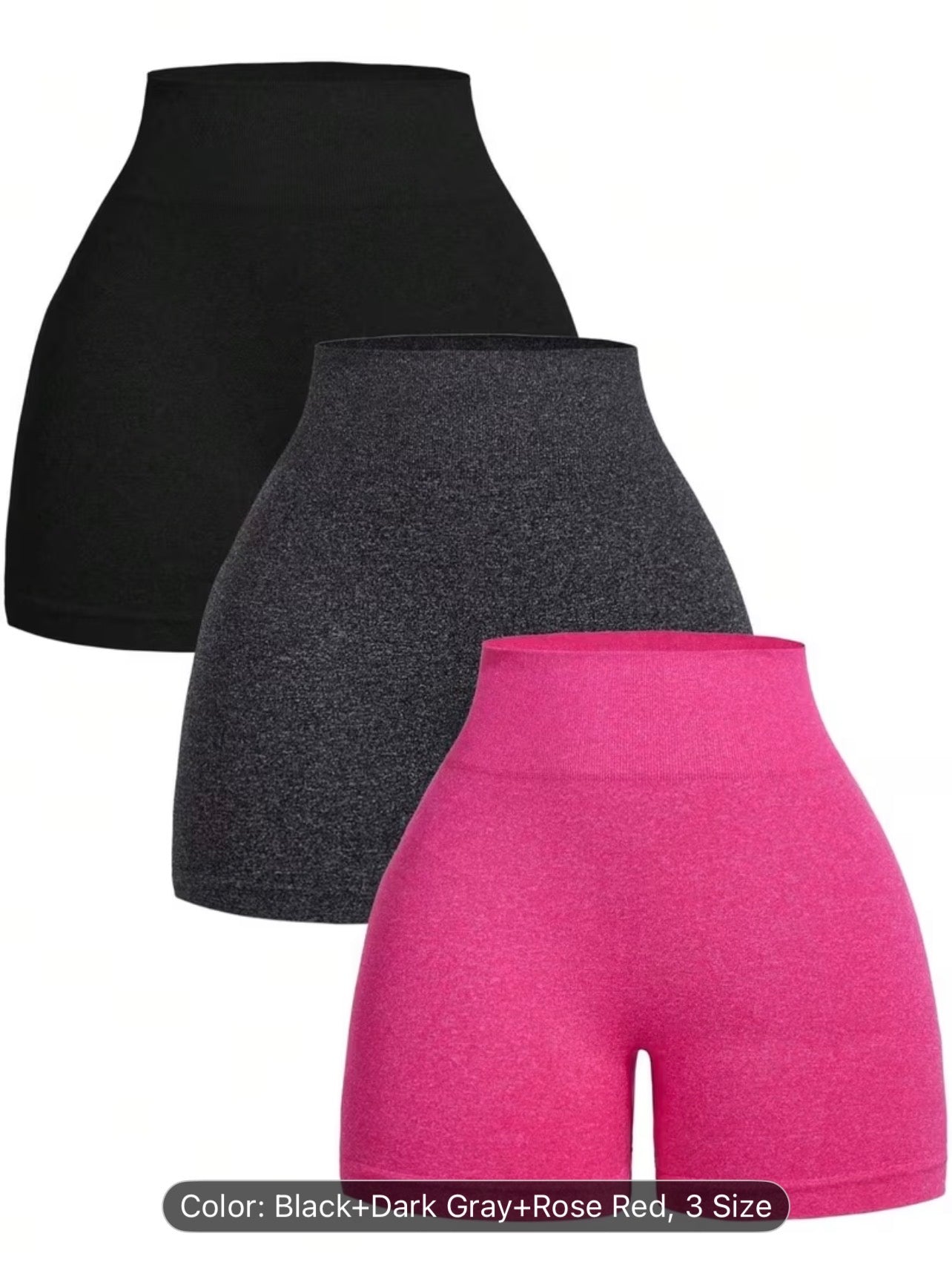 3PCS Letter Print Fitness Shorts Set – Stretchy Breathable Tummy Control Activewear for Women