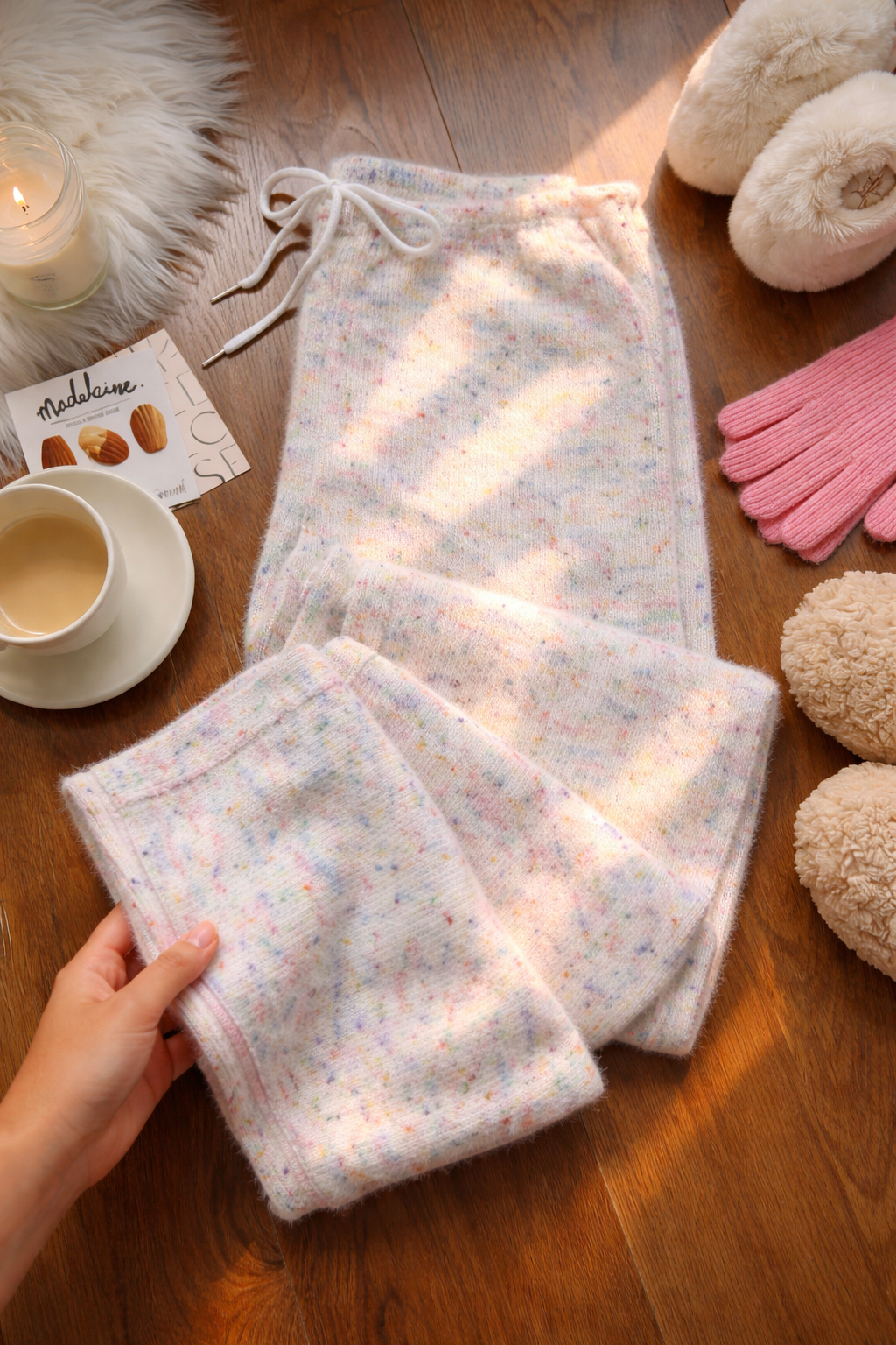 Women’s Ribbed Drawstring Waist Pants – Casual Spring Autumn Essential