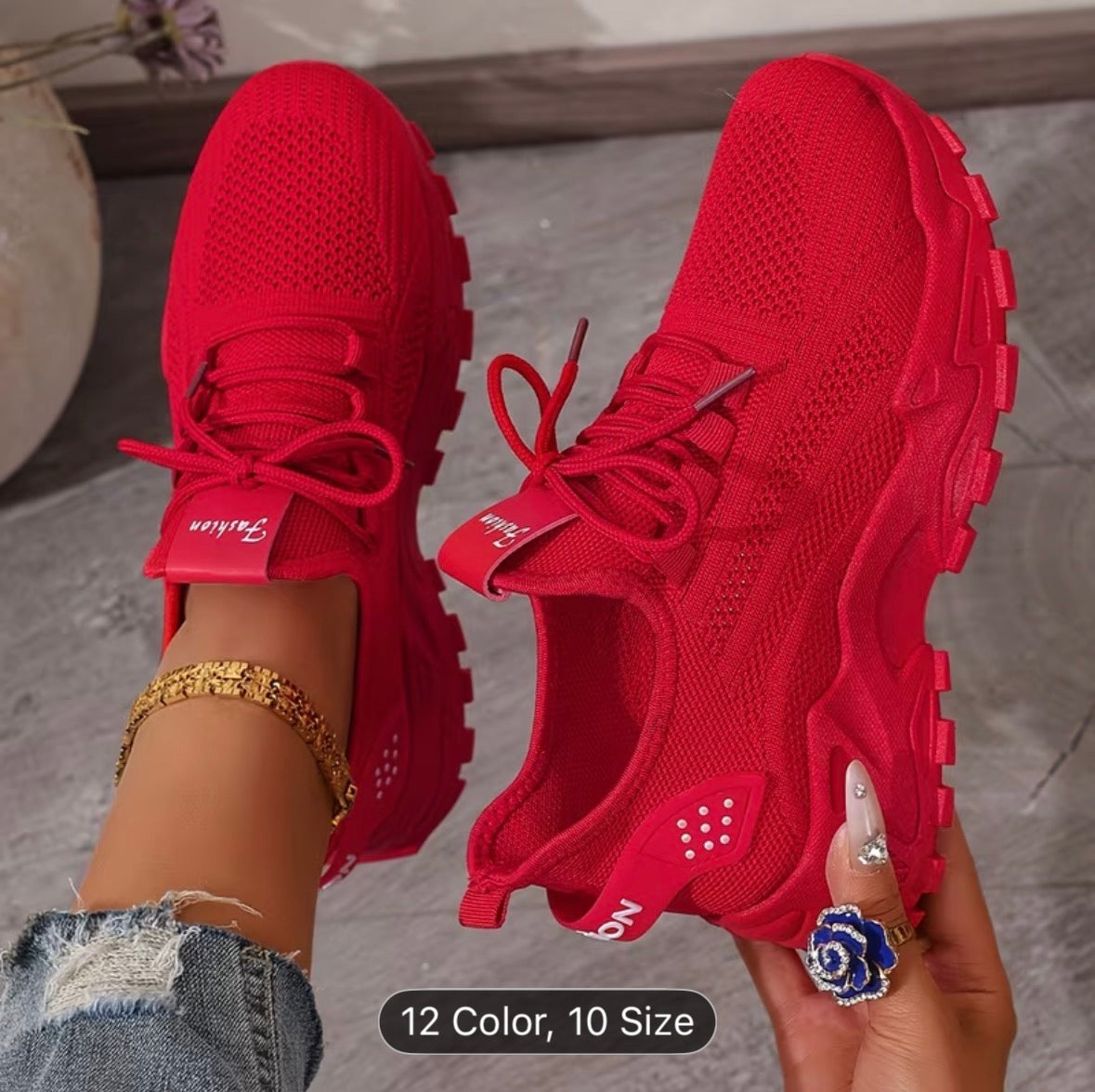 Women’s Breathable Knit Sneakers – Lightweight, Comfortable Low-Top Walking & Running Shoes - UltraChic