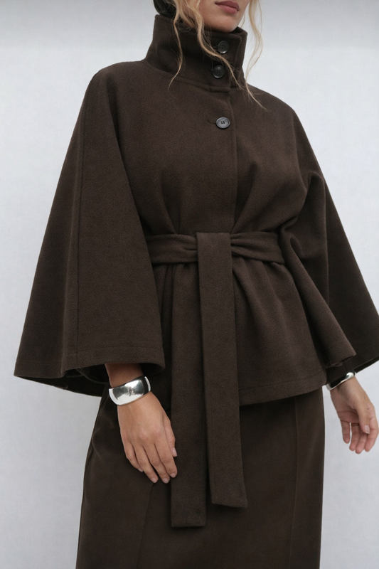 Women’s Hooded Wool Coat with Belt – Elegant Autumn Winter Outerwear - UltraChic