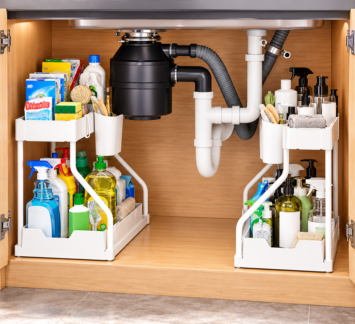 Under Sink Organizer – 2-Tier Pull-Out Storage Rack