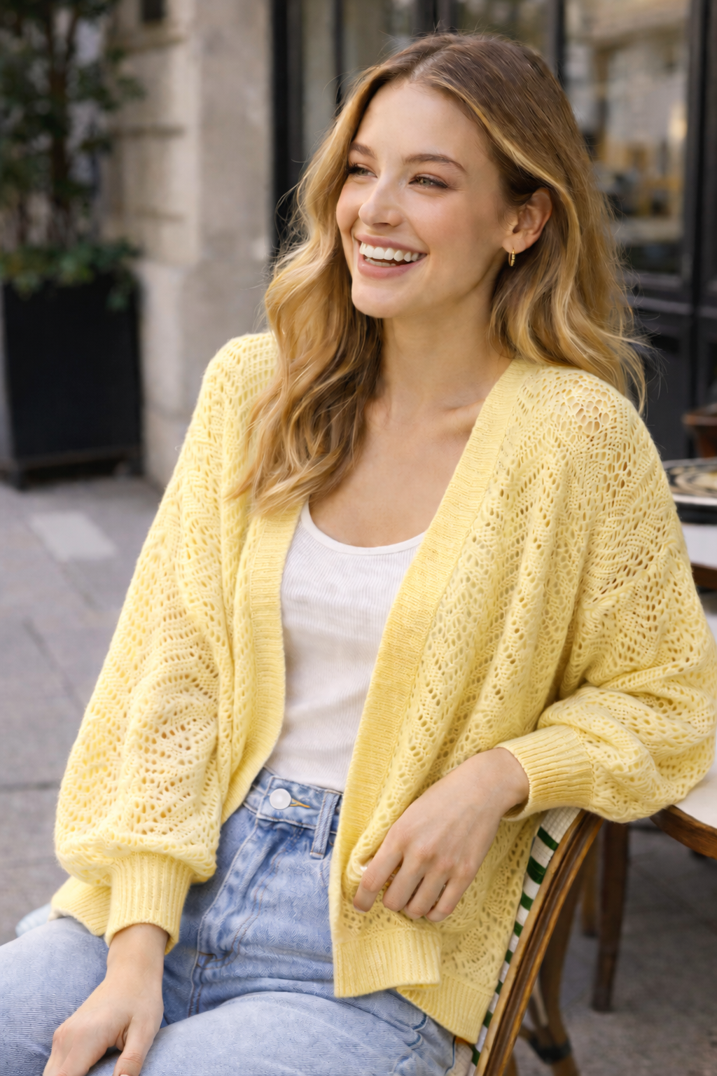 Women’s Batwing Sleeve Hollow Knit Cardigan – Lightweight Autumn Layering Essential - UltraChic