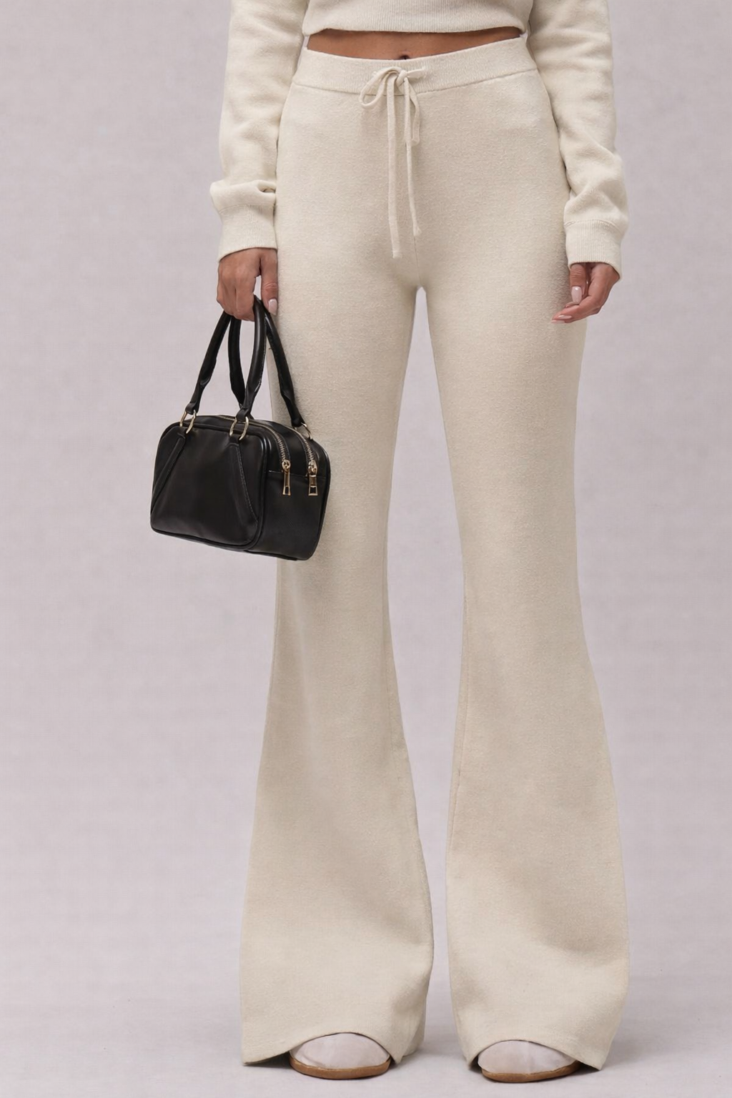 Women’s Knitted Wide Leg Drawstring Pants – Old Money Fall Casual Elegance - UltraChic