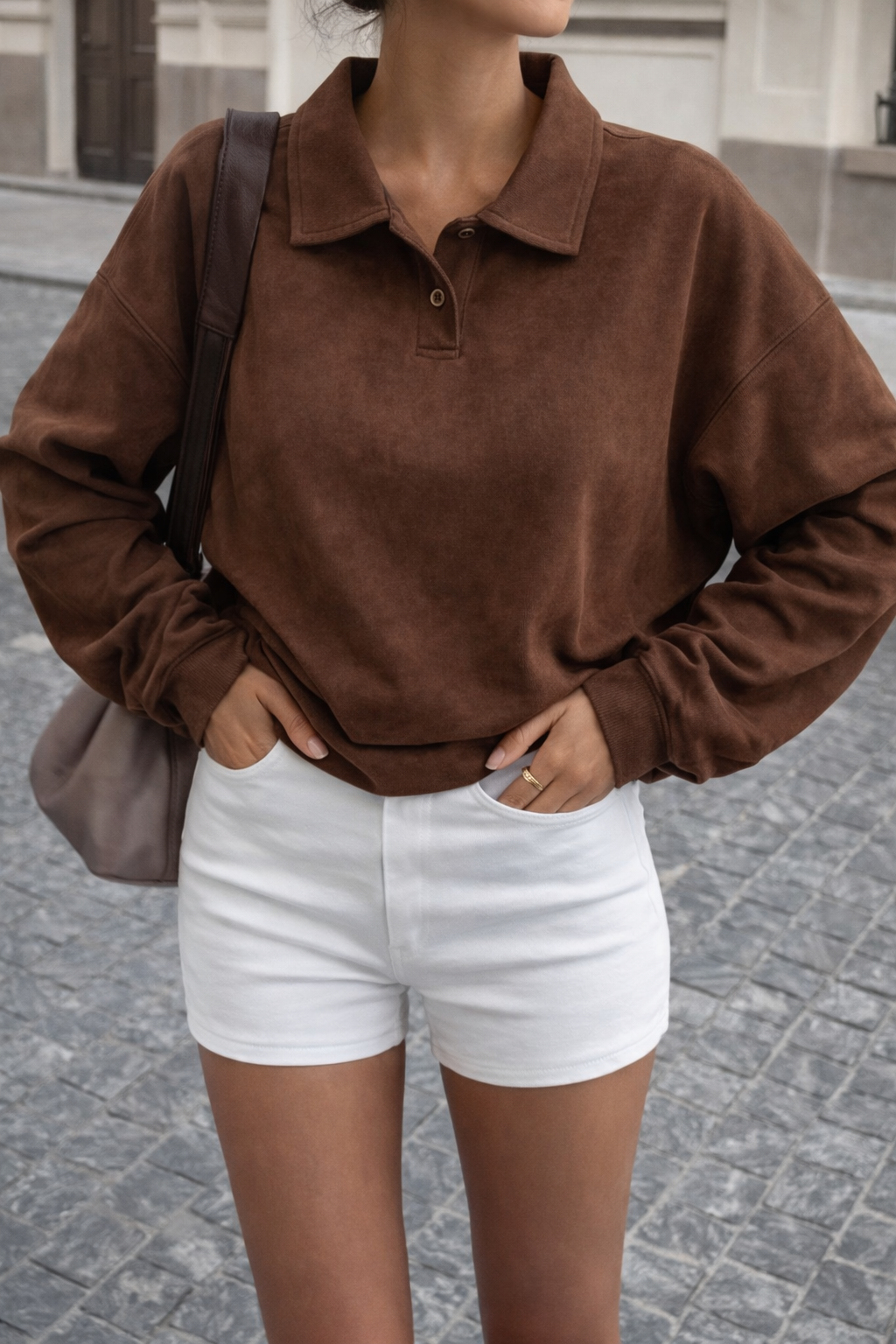 Women’s Loose Brown Sweatshirt – Cozy Autumn Winter Casual Essential
