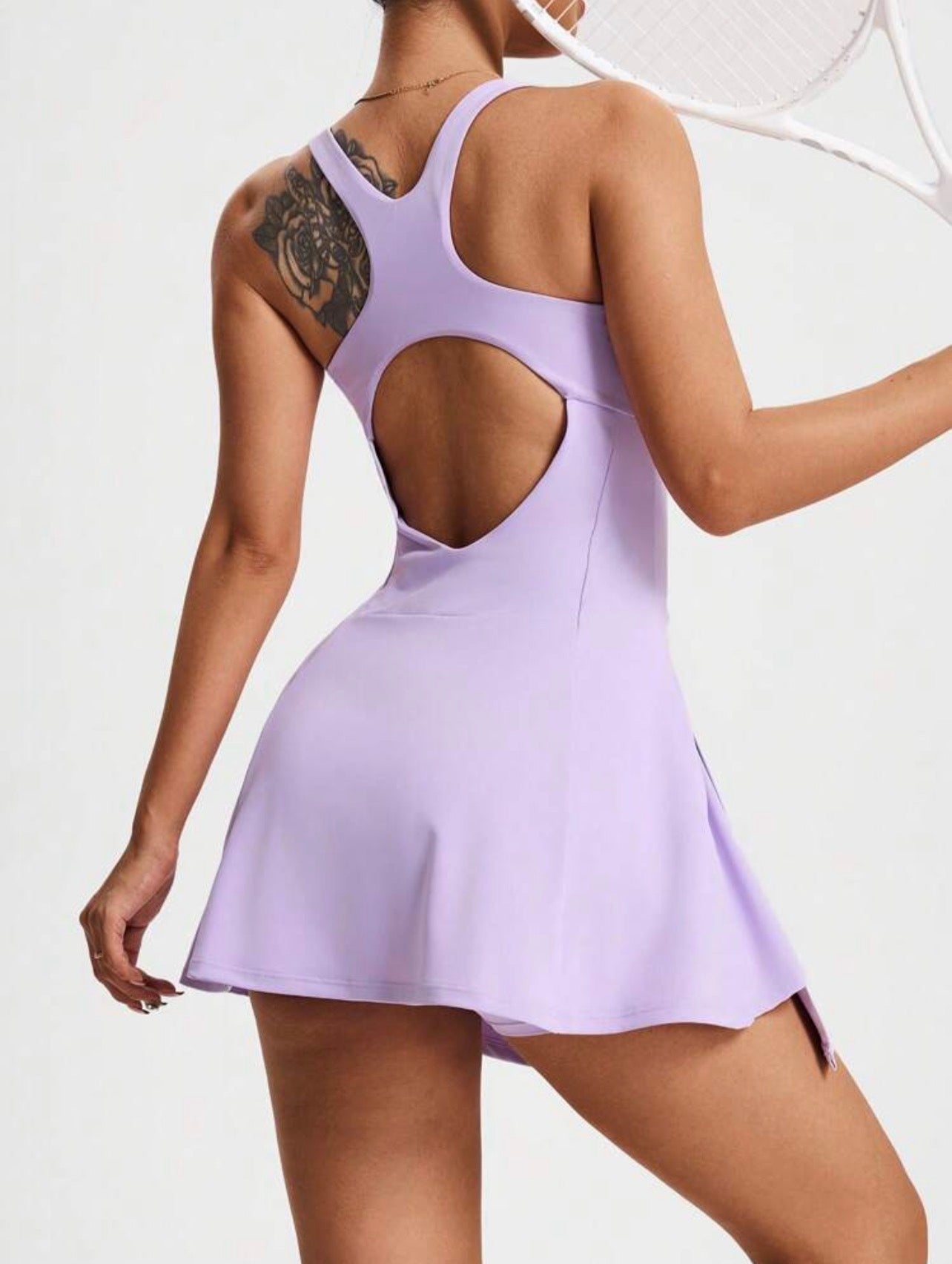 Women’s Pleated Tennis Dress – Square Neck Sleeveless Summer Athletic Casual Sport Dress