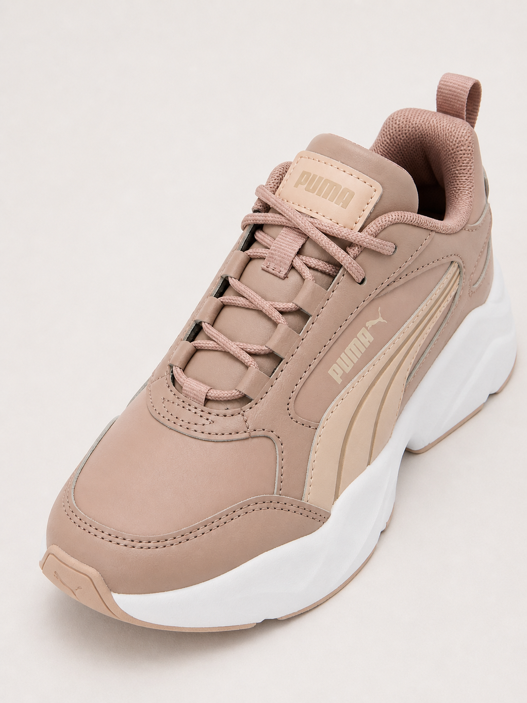 PUMA Cassia 2.0 Women’s Chunky Sneakers – Stylish Platform Shoes in Sandstone Rose Latte White - UltraChic