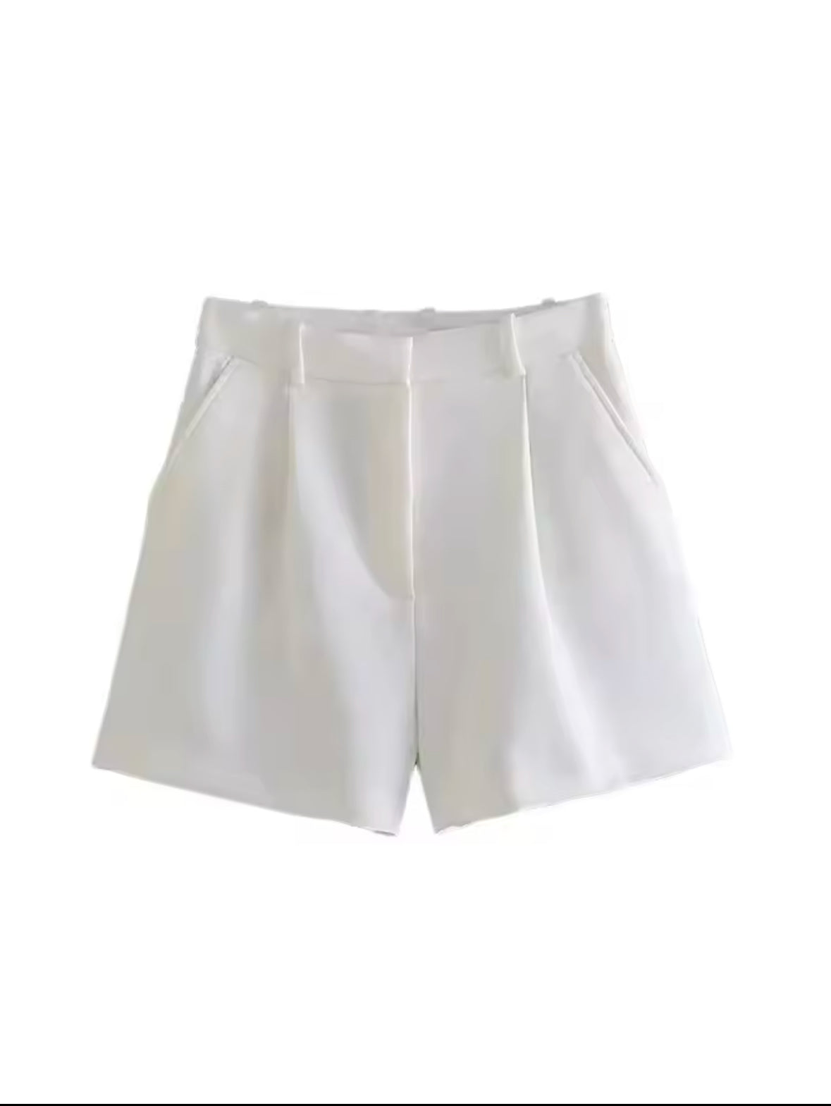High Waist Bermuda Shorts for Women – Vintage Style with Side Pockets & Zipper Fly – Trendy Summer Fashion