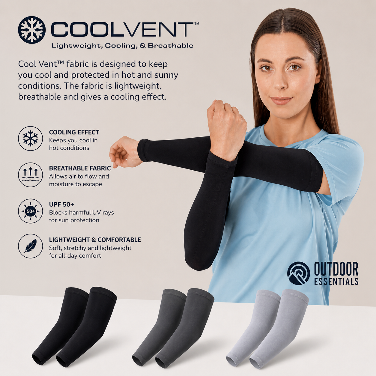Arm Sleeves UPF 50 Cooling Protection Stay Fresh All Day Summer Unisex Outdoor Essentials CoolVent - UltraChic