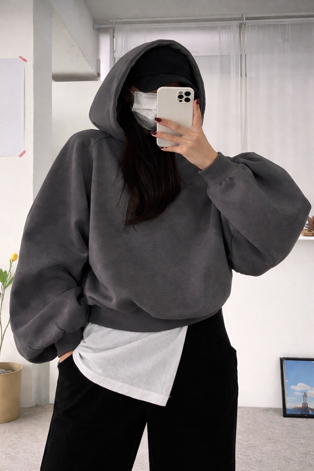 Women’s Oversized Crop Hoodie – Cozy Fall Casual Sweatshirt