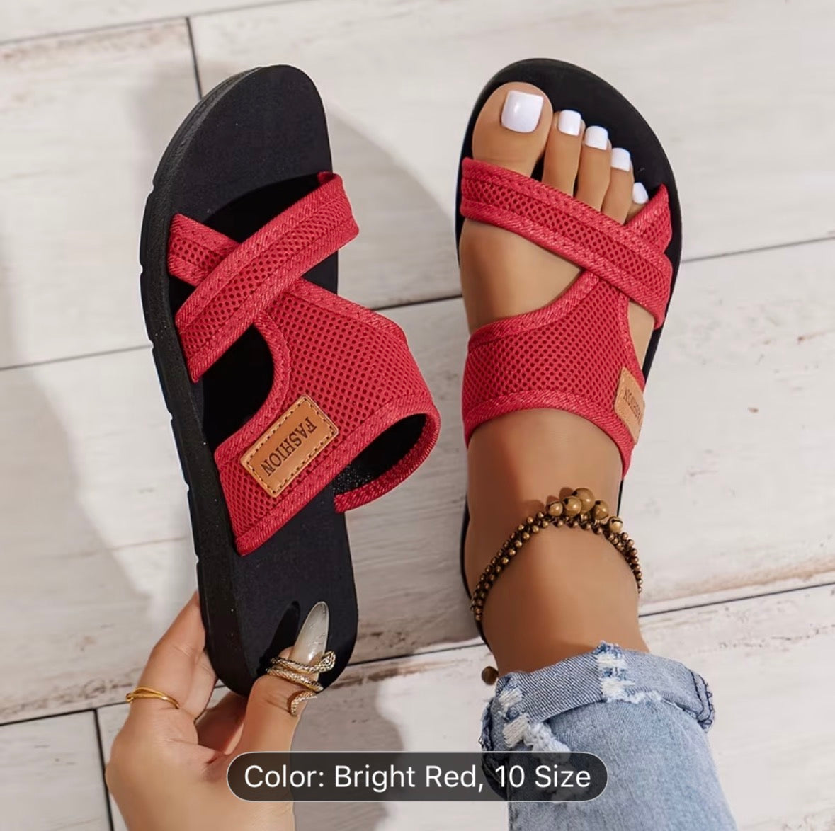Women’s Sport-Style Sandals – Breathable Mesh, Comfortable & Versatile Flat-Soled Slippers