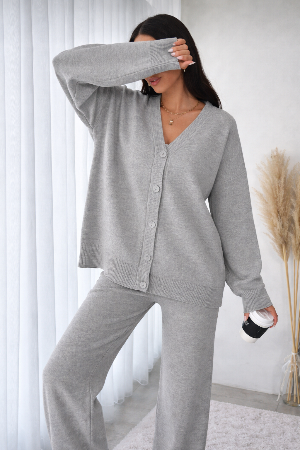 Women’s Button Front Knit Two-Piece Set – Cozy Winter Minimal Outfit - UltraChic