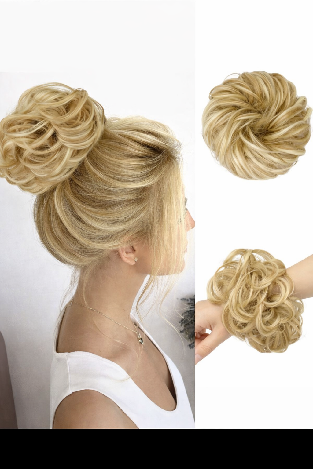 Messy Bun Hair Piece Scrunchie – Wavy Curly Synthetic Chignon Ponytail Thick Updo Hair Extension for Women - UltraChic