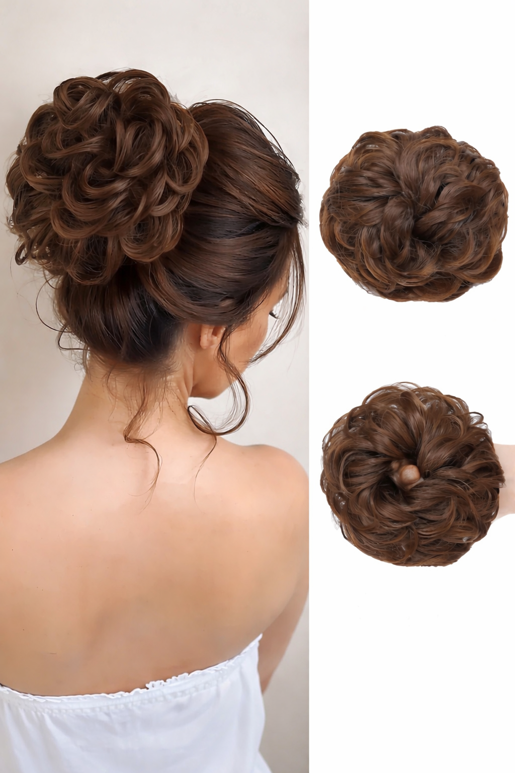 Messy Bun Hair Piece Scrunchie – Wavy Curly Synthetic Chignon Ponytail Thick Updo Hair Extension for Women - UltraChic
