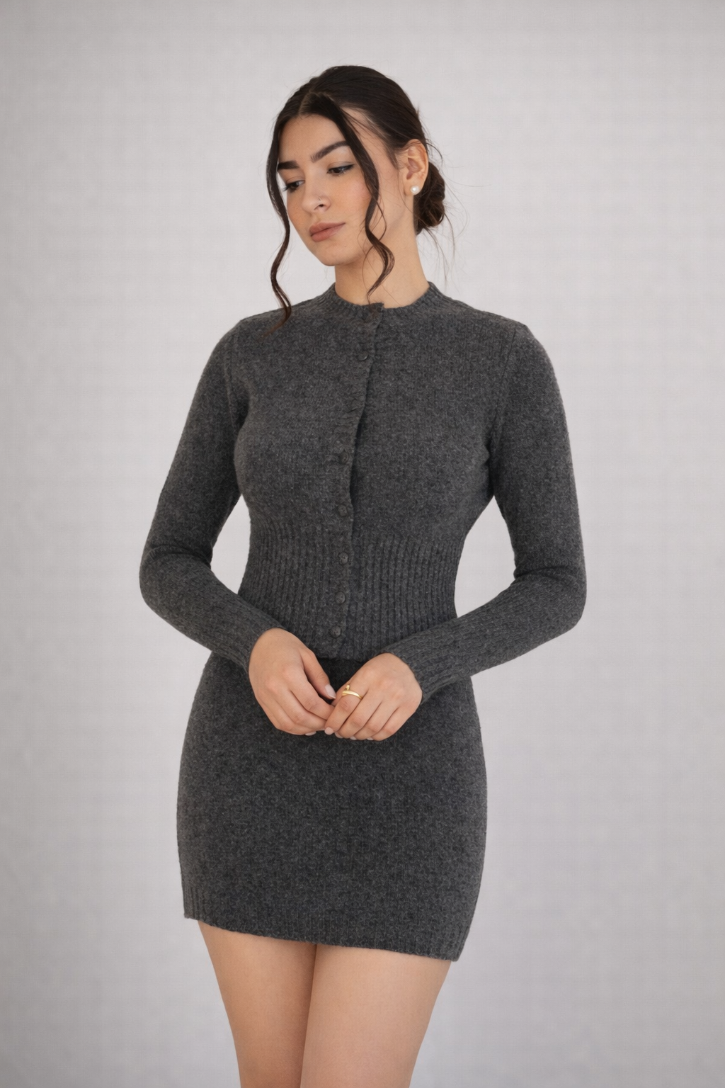 Women’s Bodycon Knit Sweater Dress Set – Waist Shaping Autumn/Winter Outfit