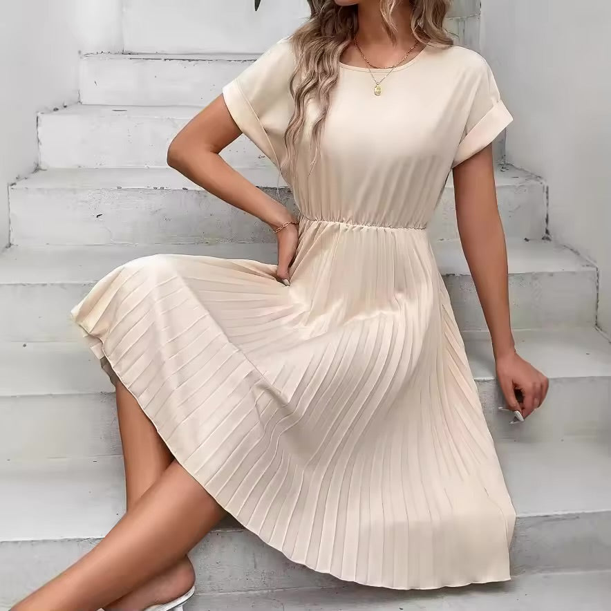 Clasi Elegance: Solid Pleated A-Line Maxi That Moves with You