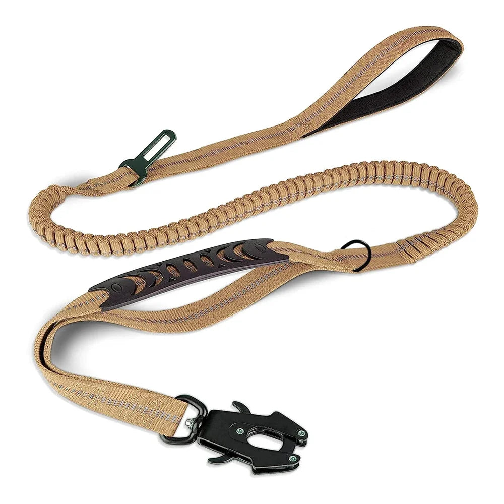Reflective Shock Absorbing Pet Leash with Car Seatbelt Attachment for Large Dogs – Durable & Safe Dog Walking Harness - UltraChic