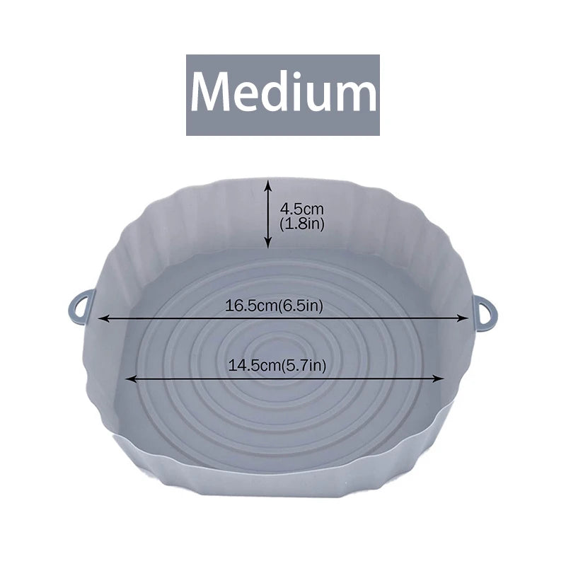 1/2/3PCS Reusable Air Fryer Silicone Pot Oven Baking Tray Airfryer Silicone Basket Pizza Fried Chicken Grill Pan Mat for Kitchen - UltraChic