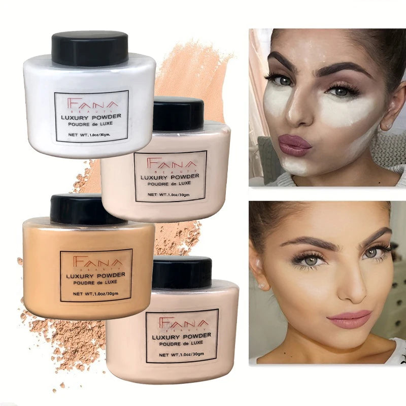 4-Color Luxury Loose Powder – Oil-Control Foundation for a Flawless, Matte Finish – Perfect for Long-Lasting Makeup