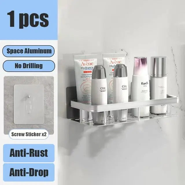 No Drill Wall-Mounted Bathroom Shelf – Easy Installation, Space-Saving Storage - UltraChic