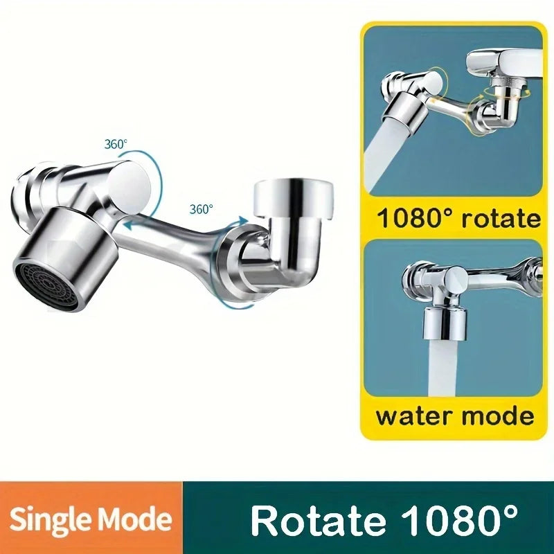 1080° Rotatable Extension Faucet Sprayer Head – 2 Spray Modes Universal Bathroom Tap Adapter Aerator