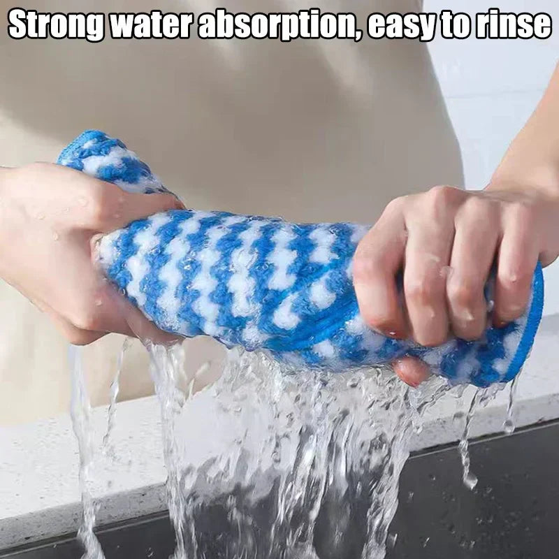 Microfiber Cleaning Cloth Velvet Thickened Dishcloths High Absorbent Scouring Kitchen Washing Dish Rags Household Wipe Towels - UltraChic