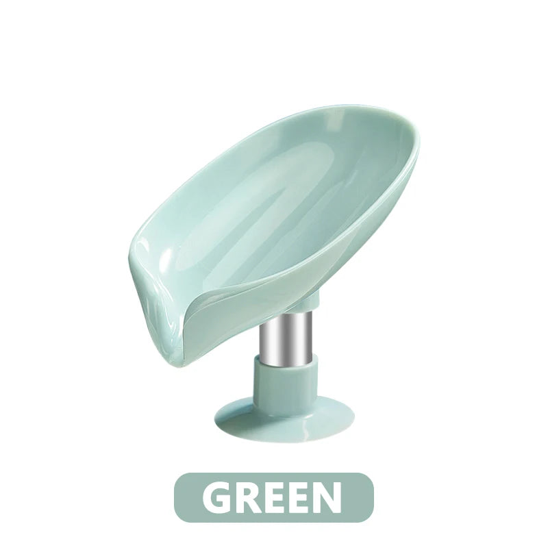 Leaf Shape Soap Holder with Suction Cup – Drainage Soap Dish for Bathroom, Shower, and Sink – Modern Soap Drainer and Container