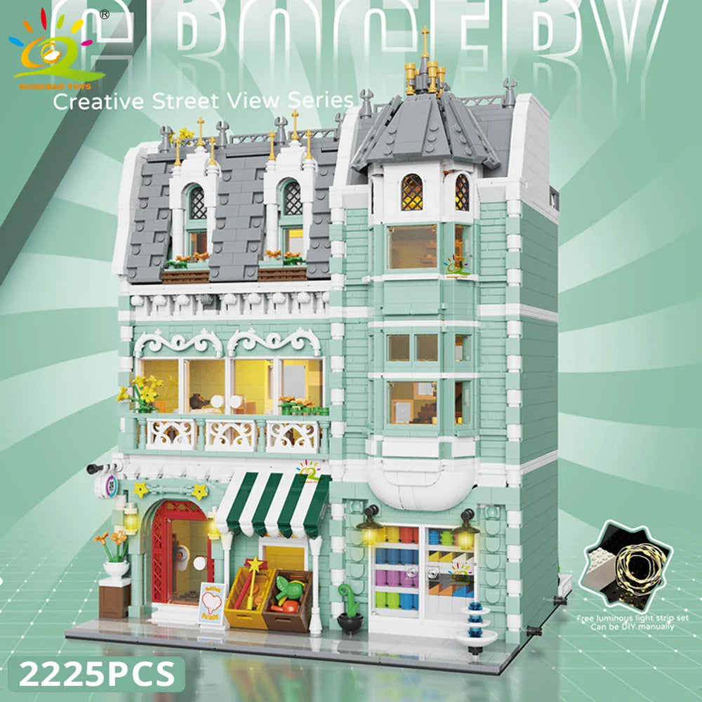HUIQIBAO Toys MOC City Corner Coffee Shop Architecture Style Street View Micro Building Blocks for Children Construction Bricks - UltraChic