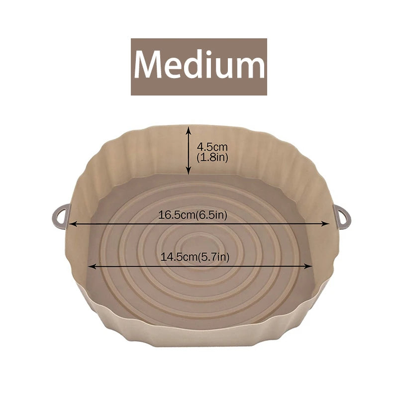 1/2/3PCS Reusable Air Fryer Silicone Pot Oven Baking Tray Airfryer Silicone Basket Pizza Fried Chicken Grill Pan Mat for Kitchen - UltraChic
