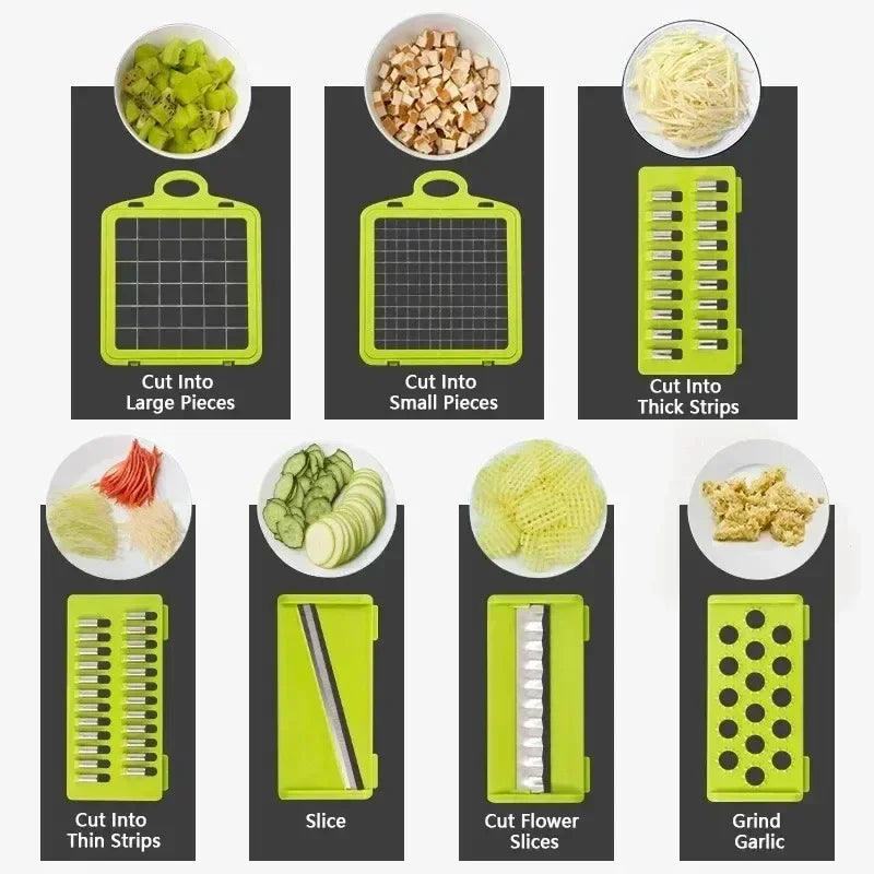 14/16 in 1 Multifunctional Vegetable Chopper Handle Food Grate Food Chopper Vegetable Slicer Dicer Cut Kitchen Items cocina - UltraChic