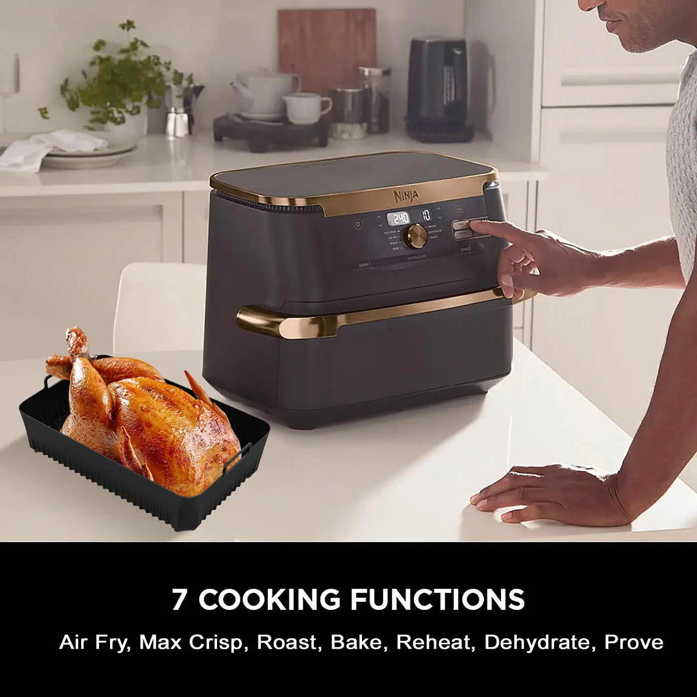 Hot Rectangle Air Fryer Silicone Liners for Ninja DZ071/AF500UK Air Fryer Basket Replacement Dishwasher Safe Air Fryer Liners - UltraChic