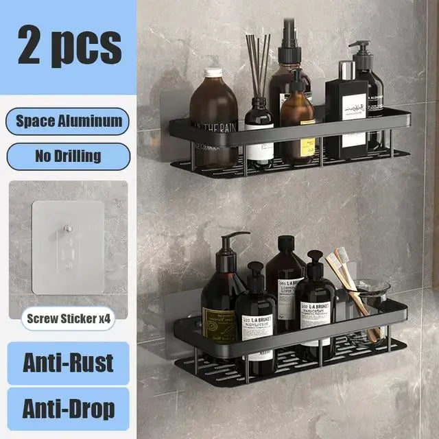 No Drill Wall-Mounted Bathroom Shelf – Easy Installation, Space-Saving Storage - UltraChic