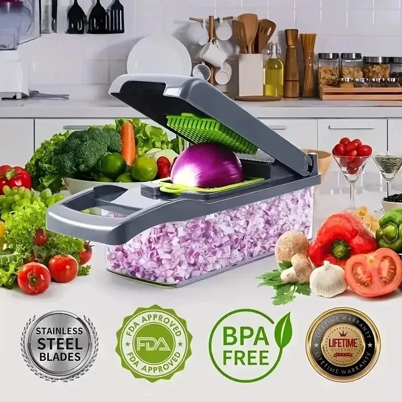 14/16 in 1 Multifunctional Vegetable Chopper Handle Food Grate Food Chopper Vegetable Slicer Dicer Cut Kitchen Items cocina - UltraChic