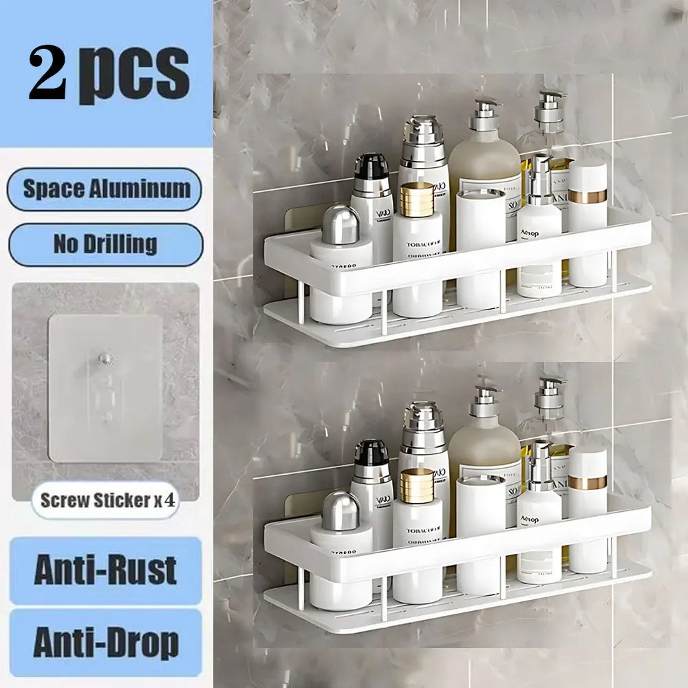 No Drill Wall-Mounted Bathroom Shelf – Easy Installation, Space-Saving Storage - UltraChic