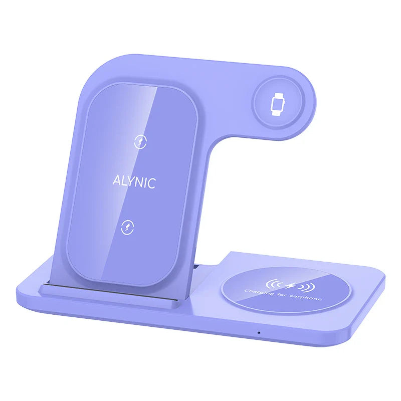 3-in-1 Fast Wireless Charging Station – 30W Foldable Charger for iPhone, Apple Watch & AirPods! - UltraChic