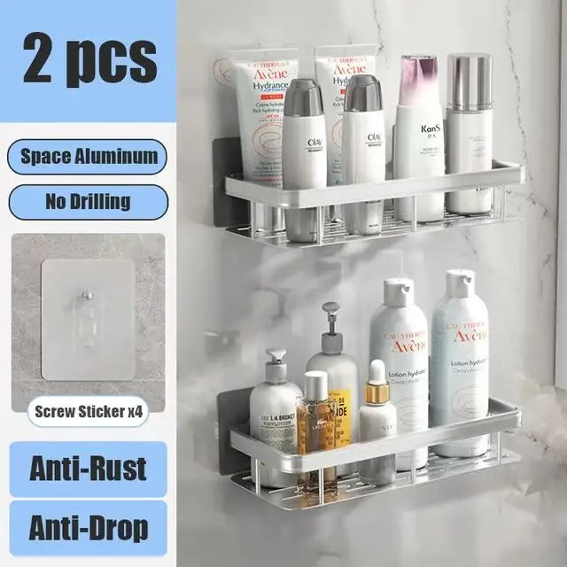 No Drill Wall-Mounted Bathroom Shelf – Easy Installation, Space-Saving Storage - UltraChic