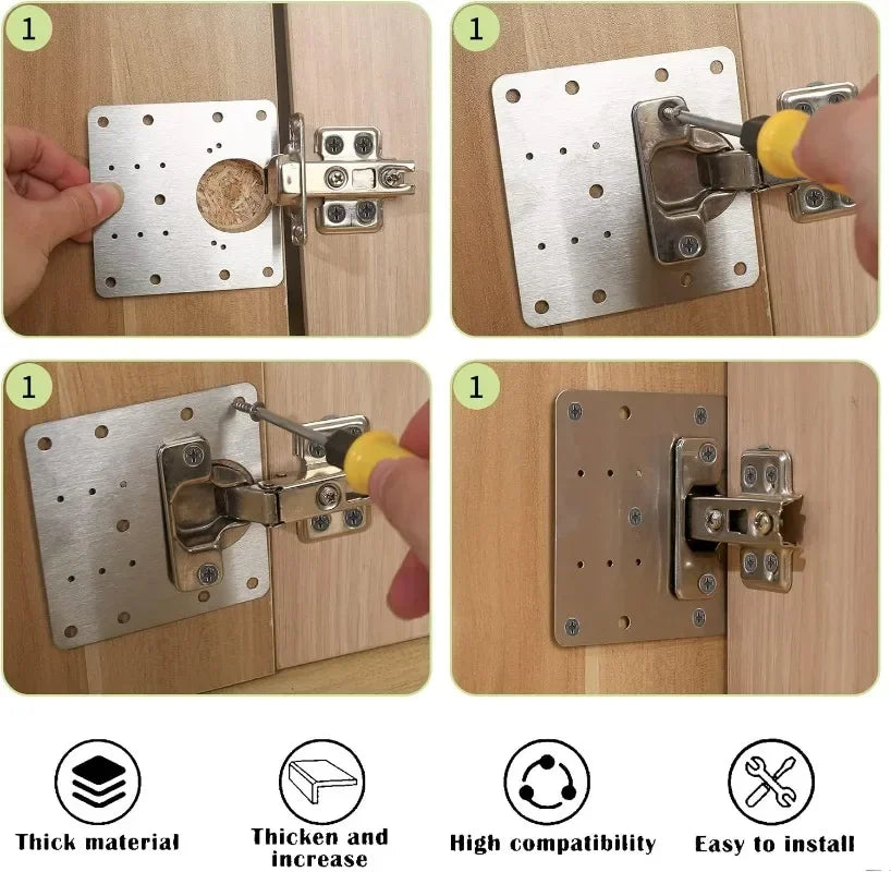 Cabinet Hinge Repair Plate Kit Kitchen Cupboard Door Hinge - UltraChic