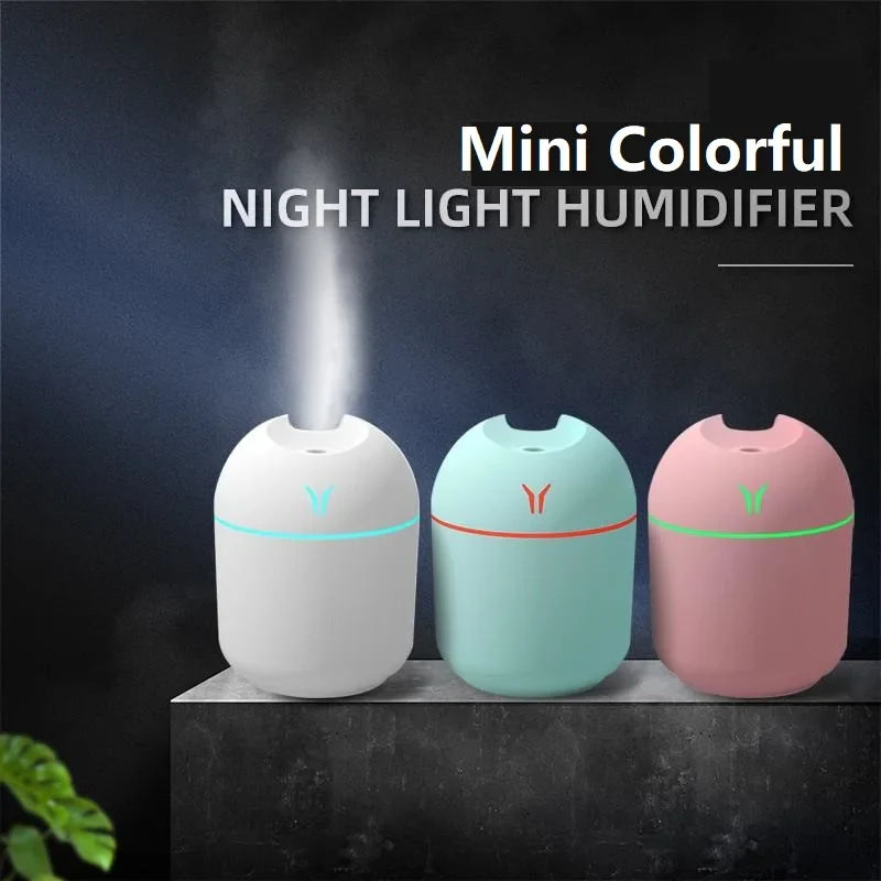 250ML USB Mini Air Humidifier with LED Lamp – Portable, Quiet, and Efficient Air Moisturizer for Home & Office