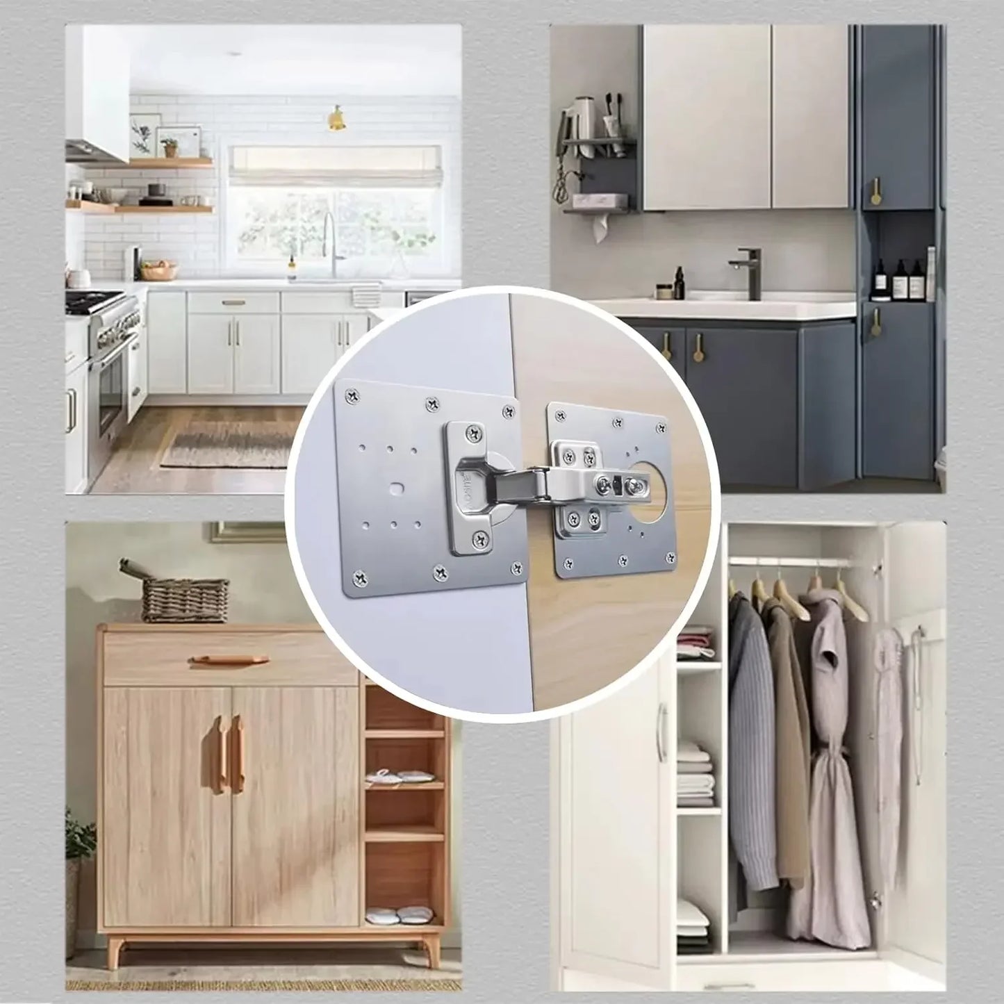 Cabinet Hinge Repair Plate Kit Kitchen Cupboard Door Hinge - UltraChic