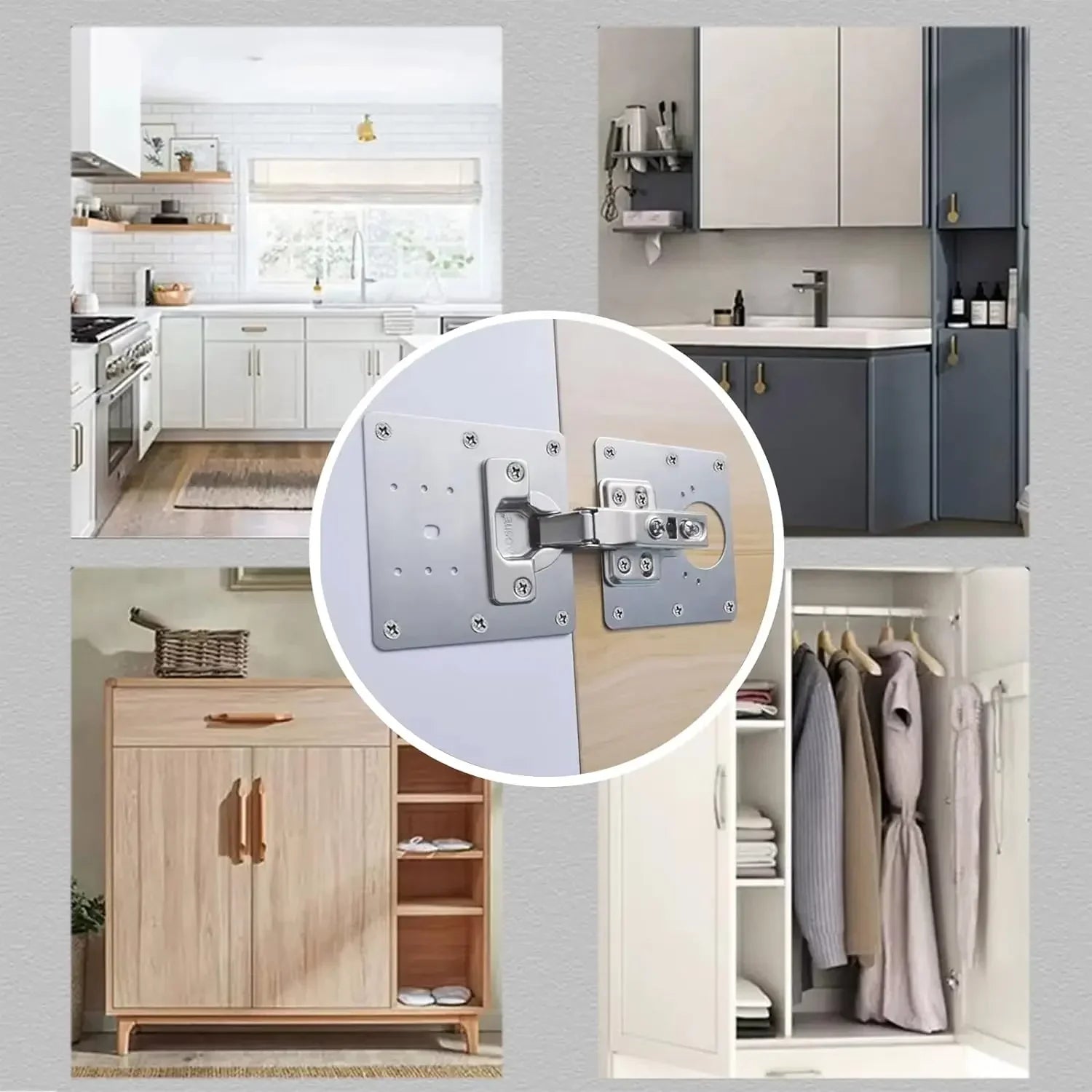 Cabinet Hinge Repair Plate Kit Kitchen Cupboard Door Hinge - UltraChic