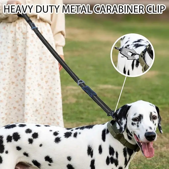 Reflective Shock Absorbing Pet Leash with Car Seatbelt Attachment for Large Dogs – Durable & Safe Dog Walking Harness - UltraChic