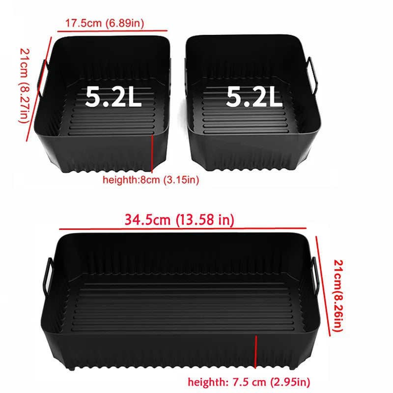 Hot Rectangle Air Fryer Silicone Liners for Ninja DZ071/AF500UK Air Fryer Basket Replacement Dishwasher Safe Air Fryer Liners - UltraChic