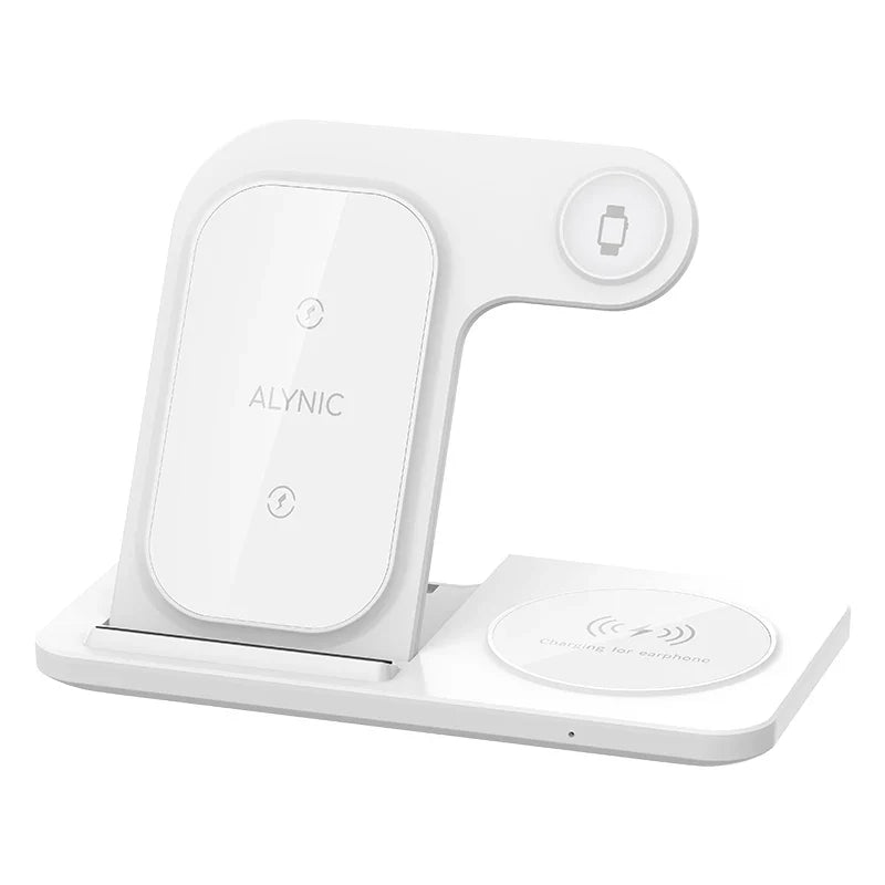 3-in-1 Fast Wireless Charging Station – 30W Foldable Charger for iPhone, Apple Watch & AirPods! - UltraChic